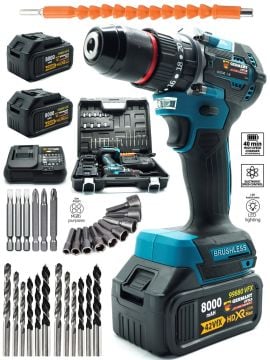 Germany Style 8500VFX Brushless 4 Akülü Matkap-Budama Testeresi-Budama Makası 3 Lü Set