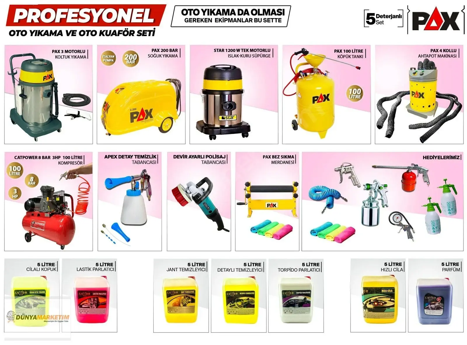 Pax Oto Yıkama Seti Deterjanlı Oto Yıkama Ve Kuaför Seti Set 5